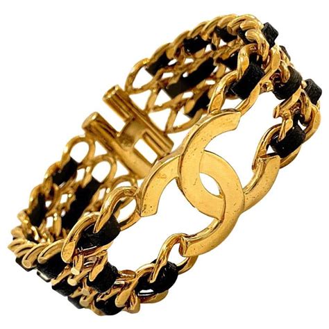 chanel black and gold cuff